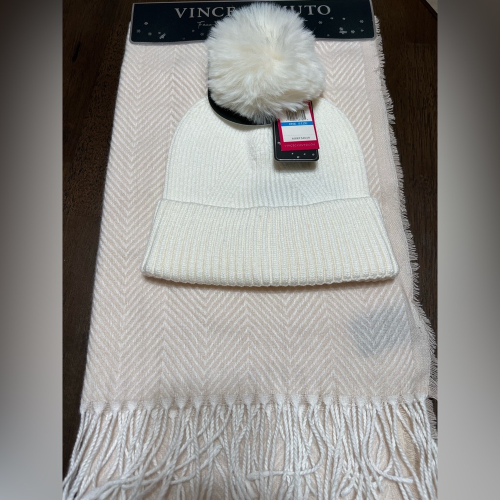 Vince Camuto Faux Fur Pom Beanie & Scarf Set